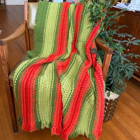 boho mid century blanket handmade vintage - Picture 4 of 8